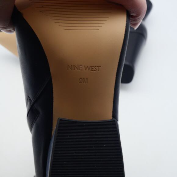 NEW Nine West Women's 9  Plumm Ankle Boot Black Leather Pointed Toe Heeled - Picture 7 of 7